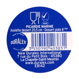 Duralex Plato Postre Picardie Marine 20,5 cm (48 Unidades)