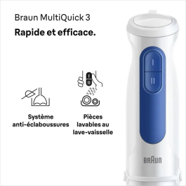 Braun MultiQuick MQ30001M Batidora de Mano 900 W 2 Velocidades Blanco/Azul BRA8021098005106