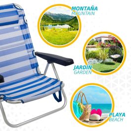 Silla de Playa Aktive Plegable Cojín Blanco Azul 48 x 84 x 46 cm (2 Unidades)