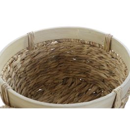 DKD Home Decor Cesta Tropical Hecha a Mano Reciclable de Junco y Bambú Marrón Natural, Set de 3 (40x23x40 cm)