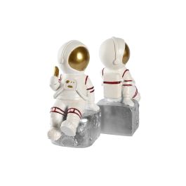 DKD Home Decor Sujetalibros Astronauta Blanco Negro Set de 2 Unidades 8.3 x 18.5 x 26 cm