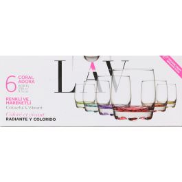 Lav Set 6 Vasos Agua 290cc Coral ø7x7x9cm (8 Cajas)