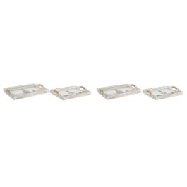 DKD Home Decor Bandeja Oriental de MDF Gris Marrón 30x6x40 cm Set de 2 Modelos Surtidos Diseño Buda