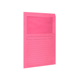 Q-connect Subcarpeta Cartulina DIN A4 Rosa con Ventana Transparente 120 g/m²