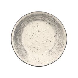Vessia Plato Hondo Patinado Gris 20,5 cm, Cerámica de Porcelana, Blanco Interior, Diámetro 20,5 cm x 5 cm Alto, Vajilla de Mesa (Set de 36)