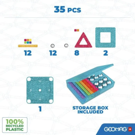 Geomag Purpurina Ecofriendly 35 uds con Barras, Esferas y Paneles de Plástico Reciclado