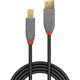 Lindy Cable USB 3.2 Gen 1 Tipo A a B 3m Anthra Line - 5Gbps, Triple Blindado, Conectores Bañados en Oro, Rendimiento Fiable