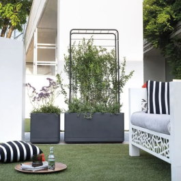 Deroma Maceta Cubo 9HN14SZ Antracita Con Reserva de Agua Ruedas 38 cm