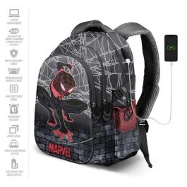 Karactermania Mochila Spiderman Run. Plus FAN Spin 44x34x21 cm, Gran Capacidad, 3 Compartimentos, Material Ripstop, Gris