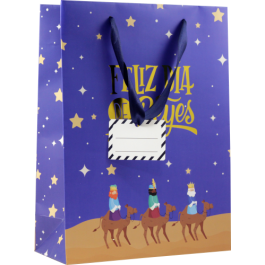 Bismark 333600 Bolsa Papel Reyes Magos M 27x12x37 cm con Efecto Foil, Tarjeta Colgante y Asas de Lazo Colores Surtidos Precio: 6.69000046. SKU: B19P6ZK7XH
