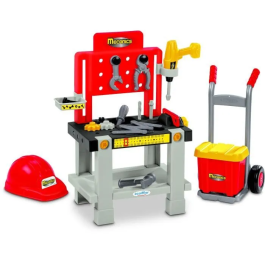 Ecoiffier Super Pack Mecánico - Banco de Trabajo, Carretilla y Casco - A partir de 18 meses