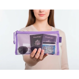 Liderpapel Bolsa Zipper Bag Poliester Transpirable Multiusos Ticket 230x115 mm Morado Pastel