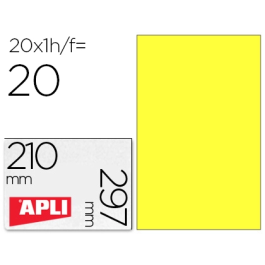 Apli Etiquetas Adhesivas C-Rectos 210x297 mm Amarillo Fluorescente Permanente 20 Hojas Precio: 11.68999997. SKU: S8400921