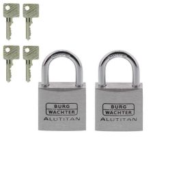 Juego de 2 candados - BURG WACHTER - DUO 770 30 SB - 30 mm Alutitan, doble cierre, anti-picking Juego de 2 candados - BURG WACHTER - DUO 770 30 SB - 30 mm Alutitan, doble cierre, anti-picking