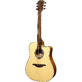 LAG Guitarra Acústica Dreadnought Cutaway A/E Tramontane 88 - Natural Abeto Engelmann Macizo Khaya Bronce Stage LAG