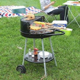 Barbacoa de Carbón con Ruedas Parrilla Negro Ø 51 cm