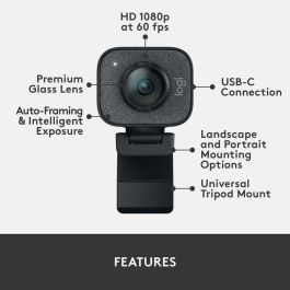 Logitech StreamCam Cámara de Streaming Full HD 1080p a 60 fps USB-C para Twitch, YouTube, Compatible con OBS, XSplit Logitech StreamCam Cámara de Streaming Full HD 1080p a 60 fps USB-C para Twitch, YouTube, Compatible con OBS, XSplit