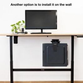 TooQ TQMUD01 Soporte de CPU Metálico para Escritorio/Pared Ajustable 88-203mm ancho, 300-533mm alto, 10kg, Negro