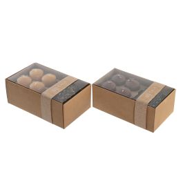 DKD Home Decor Vela Urban de Cera y Cristal, Pack de 2 Sets de 4 Velas Mostaza y Marrón, 7x8x7 cm, Duración 5h