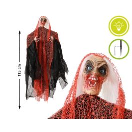 Figura de bruja en estaca con luz y malla negra 113 cm - Decoración terrorífica para Halloween jardín Precio: 15.49999957. SKU: B15WZ2RSNP