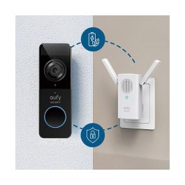 Eufy Video Doorbell 1080p Negro, Blanco, Hogar, IP65, 1600x1200, 5m Nocturna, 1080p, Inalámbrico, 2400MHz, Batería 5000mAh, 4 Meses