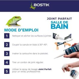 Bostik BOS3549212486396 Sellador de Baño Perfect Joint Impermeabilizante de Silicona Antimoho Blanco 280 ml