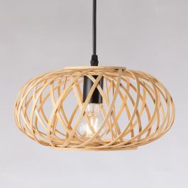 Lámpara Colgante Ha Long de Ratán Natural Boho-Chic, Ideal para Calidez Ambiente, Compatible Bombilla E27 RGB CCT SKD-P80111