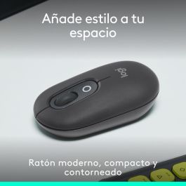 Logitech Ratón Inalámbrico Pop Mouse Grafito - Tecnología Bluetooth, Personalizable, Duración Batería 24 Meses