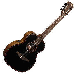 LAG Guitarra Acústica Travel Nylon Blue Wave AE Blue Wave 1 Tapa Cedro Rojo Macizo Fondo Caoba Satinado