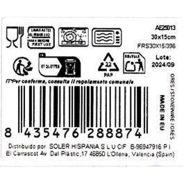 La Mediterranea Fuente Rectangular 30 x 15 cm "Aelia" Elite (18 Unidades)