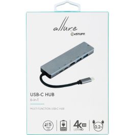 eSTUFF Hub Móvil 6 en 1 USB-C para Laptop – Expansión de Puertos Compacta para Oficina y Hogar
