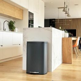 Kitchen Move Papelera de Cocina con Pedal KIT3666162006648 50L Diseño Acero Inoxidable Gris Mate