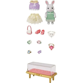 Sylvanian Families La maleta de moda Snow Bunny y Big Sister con accesorios de joyería