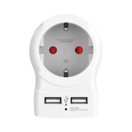 Skross Adaptador Viaje Europa con 2 Puertos USB 5V (1500282) Máx. 2.4A Compartidos