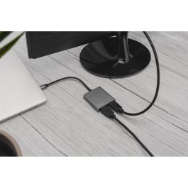 DIGITUS Adaptador USB-C a 2x HDMI 4K/30Hz, Carcasa de Aluminio Plateado, 18cm, HDCP 1.4, HDR10