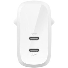 Belkin WCB010VFWH Cargador USB-C PD 3.1 PPS 60W Carga Rápida para iPhone y Galaxy, Blanco