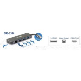 D - link Hub USB-C 5 en 1 con Gigabit Ethernet, 3 puertos USB 3.0, Carga 60W, Compatible con Mac/Windows/Linux - DUB-2334