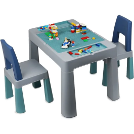 Thermobaby Mesa de Actividades Multifuncional MULTIPLAY con 2 Sillas THE3023192000297 Gris Azul