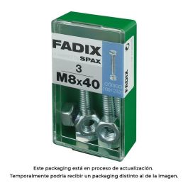 Fadix 10912520 Tornillo Métrica Cabeza Hexagonal con Tuerca Cincado Acero M8x40mm Caja 3 Unidades Precio: 2.50000036. SKU: S7913730