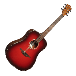 Lag Guitarra Acústica Dreadnought Edición Limitada Red Burst con Tapa de Cedro Rojo Macizo y Aros/Fondo de Caoba, 6 Cuerdas