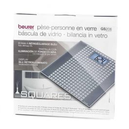Beurer GS-206 Báscula Digital de Vidrio con Pantalla LCD Retroiluminada Azul
