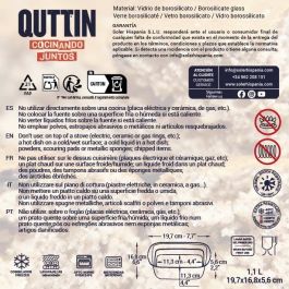 Quttin Fuente Vidrio Cuadrada 20x17x6cm 1.1L (10 Unidades)