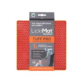 Lickimat Tuff Soother Pro Perro Alfombra Lamedor Antiestrés Comedero Lento Base Rígida Naranja