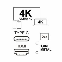 Cable USB-C a HDMI Silver HT LOGAN Negro Cable USB-C a HDMI Silver HT LOGAN Negro