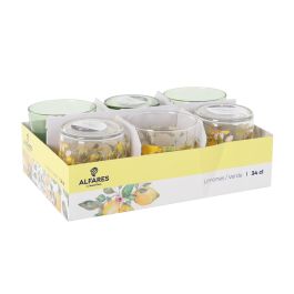 LAV Vaso Pinta 340 ml / 0.34 L con Diseño de Limones Color Verde - 8.5 x 8.5 x 9 cm - Ref. BDG386 (24 Unidades)