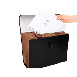 Liderpapel Maletín con fuelle y asa, cartón forrado, 19 departamentos, 255x390x120 mm, colores surtidos