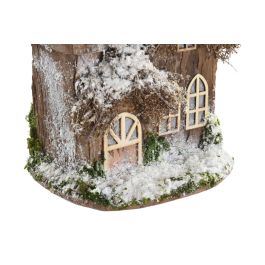 DKD Home Decor Casa Navidad Alpina de Porexpan y Corteza, Decoración Natural, Blanco y Verde, 13x22x16 cm, Pack de 2 Unidades