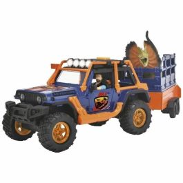 Dickie - Dinosaur Commander - 1 Jeep Wrangler con remolque + 1 figura articulada + 2 dinosaurios