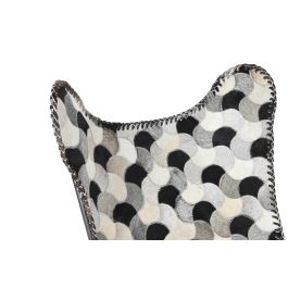 DKD Home Decor Sillón Colonial Marrón Blanco Piel Hierro 70x70x90 cm