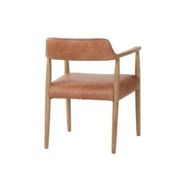 DKD Home Decor Top chairs 2c24 Sillón Horeca Urbano Fresno y Piel Marrón 57 x 74 x 59 cm (Altura asiento 46 cm)